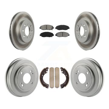 Front Rear Coated Disc Brake Rotors Semi-Metallic Pad & Drum Kit For Honda Civic Acura EL KGS-102221