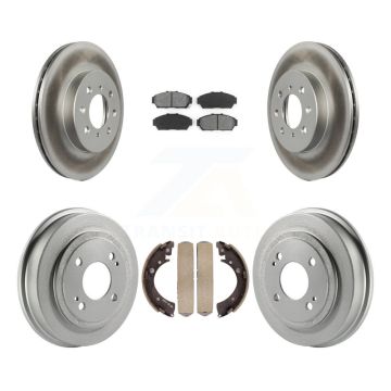 Front Rear Coated Disc Brake Rotors Semi-Metallic Pads And Drum Kit For Honda Civic KGS-102223