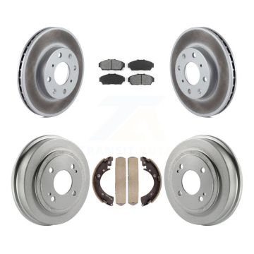 Front Rear Coated Disc Brake Rotors Semi-Metallic Pads And Drum Kit For Honda Civic KGS-102224