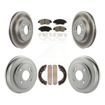 Front Rear Coated Disc Brake Rotor Semi-Metallic Pad And Drum Kit For 2007-2008 Honda Fit KGS-102225