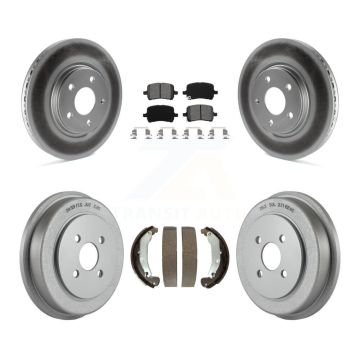Front Rear Coated Disc Brake Rotors Semi-Metallic Pads And Drum Kit For Pontiac Pursuit KGS-102231