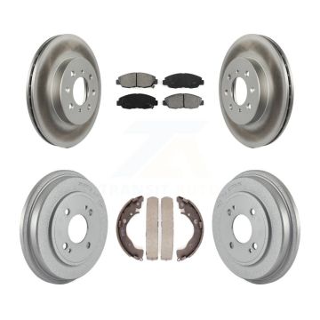 Front Rear Coated Disc Brake Rotors Semi-Metallic Pads And Drum Kit For Honda Insight KGS-102233