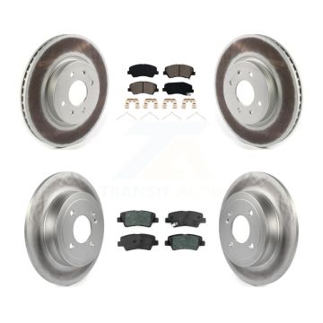 Front Rear Coated Disc Brake Rotors And Semi-Metallic Pads Kit For Kia Rio Hyundai Accent KGS-102243