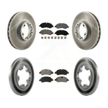 Front Rear Coated Disc Brake Rotors And Semi-Metallic Pads Kit For Ford Transit-350 HD KGS-102268