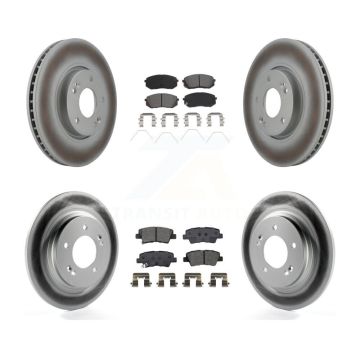 Front Rear Coated Disc Brake Rotors And Semi-Metallic Pads Kit For 2017-2019 Kia Soul EV KGS-102273