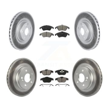 Front Rear Coat Brake Rotors Semi-Metallic Pad Kit For 2010-2011 Mercedes-Benz E550 Coupe KGS-102277