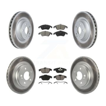 Front Rear Coat Brake Rotors Semi-Metallic Pad Kit For 2010-2011 Mercedes-Benz E550 Coupe KGS-102278