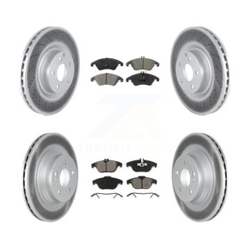 Front Rear Coat Brake Rotors Semi-Metallic Pad Kit For 2010-2011 Mercedes-Benz E550 Coupe KGS-102279