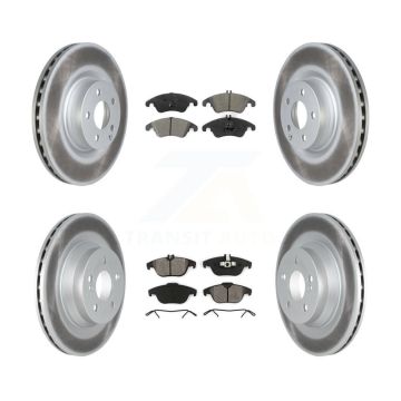 Front Rear Coat Brake Rotors Semi-Metallic Pad Kit For 2010-2011 Mercedes-Benz E550 Coupe KGS-102280