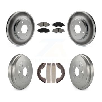 Front Rear Coat Brake Rotors Semi-Metallic Pad Drum Kit For 2008 Nissan Versa 4-Wheel ABS KGS-102323