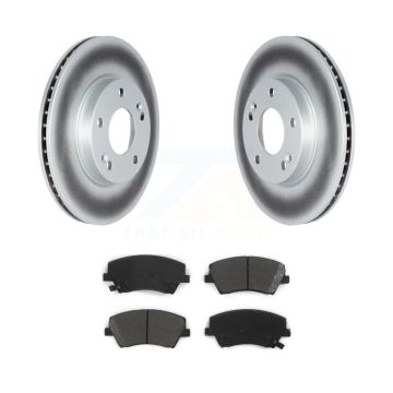 Front Coated Disc Brake Rotors Semi-Metallic Pad Kit For 2017-2022 Hyundai Ioniq Kia Niro KGS-102328