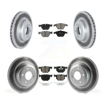 Front Rear Coated Brake Rotor & Semi-Metallic Pad Kit For 2012 BMW 335i Convertible/Coupe KGS-102345