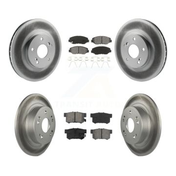 Front Rear Coated Disc Brake Rotors And Semi-Metallic Pads Kit For Honda Accord KGS-102391
