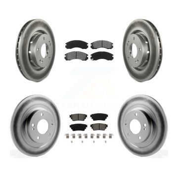 Front Rear Coated Disc Brake Rotors & Semi-Metallic Pad Kit For Mitsubishi Outlander PHEV KGS-102392