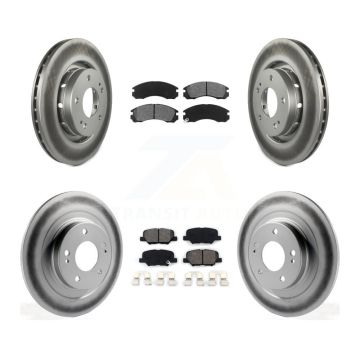 Front Rear Coated Disc Brake Rotors & Semi-Metallic Pad Kit For Mitsubishi Outlander PHEV KGS-102393