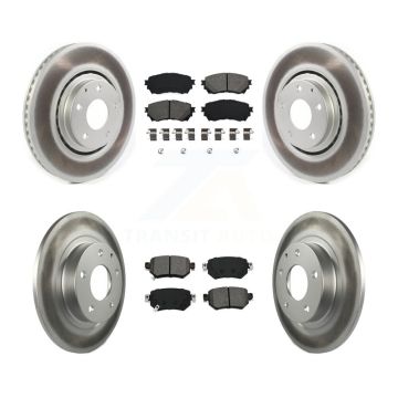 Front Rear Coated Disc Brake Rotors & Semi-Metallic Pad Kit For 2021 Mazda 6 Turbocharged KGS-102410