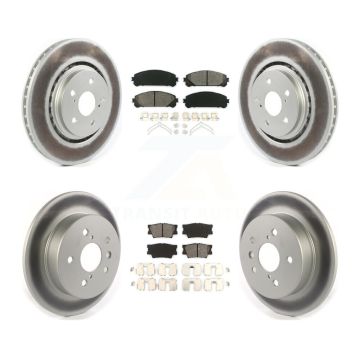 Front Rear Coated Disc Brake Rotors And Semi-Metallic Pads Kit For 2022 Toyota Camry TRD KGS-102413