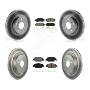 Front Rear Coated Disc Brake Rotors And Semi-Metallic Pads Kit For Honda CR-V KGS-102415