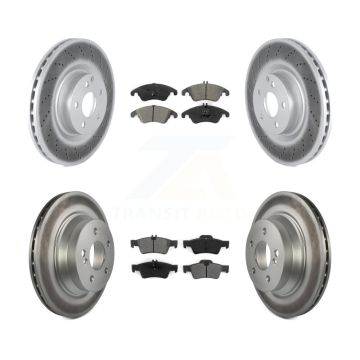 Front Rear Coat Brake Rotors Semi-Metallic Pad Kit For 2015-2016 Mercedes-Benz E400 Sedan KGS-102420