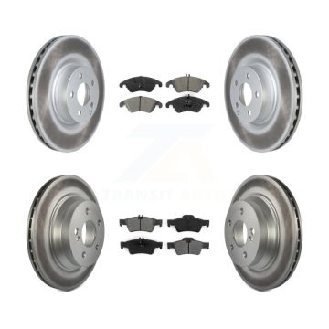 Front Rear Coat Brake Rotors Semi-Metallic Pad Kit For 2015-2016 Mercedes-Benz E400 Sedan KGS-102421