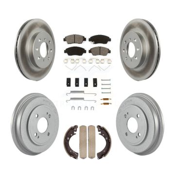 Front Rear Coated Disc Brake Rotors Semi-Metallic Pads And Drum Kit (7Pc) For Honda Civic KGS-102430