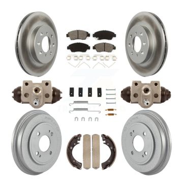 Front Rear Coated Disc Brake Rotors Semi-Metallic Pads And Drum Kit (9Pc) For Honda Civic KGS-102432