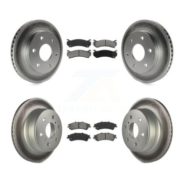 Front Rear Coated Disc Brake Rotors And Semi-Metallic Pad Kit For GMC Sierra 1500 Classic KGS-102436