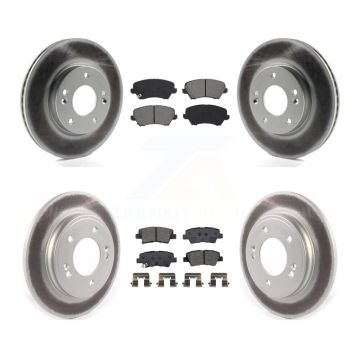 Front Rear Coated Disc Brake Rotors And Semi-Metallic Pads Kit For Hyundai Veloster KGS-102457