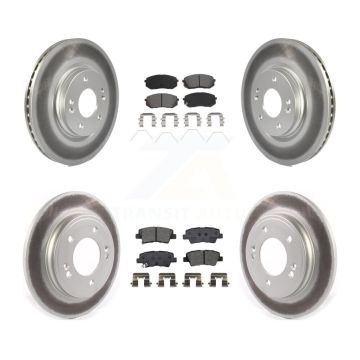 Front Rear Coated Disc Brake Rotor & Semi-Metallic Pad Kit For Kia Forte Hyundai Veloster KGS-102458