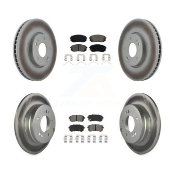 Front Rear Coated Disc Brake Rotors And Semi-Metallic Pads Kit For Hyundai Sonata KGS-102459