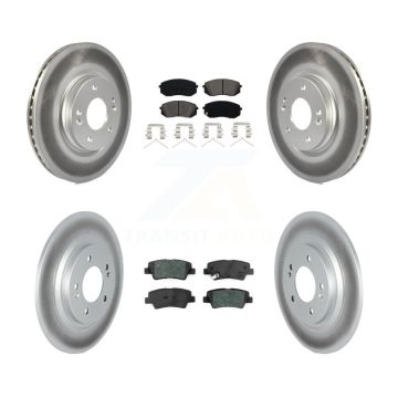 Front Rear Coated Disc Brake Rotors And Semi-Metallic Pads Kit For 2019 Kia Niro EV KGS-102462