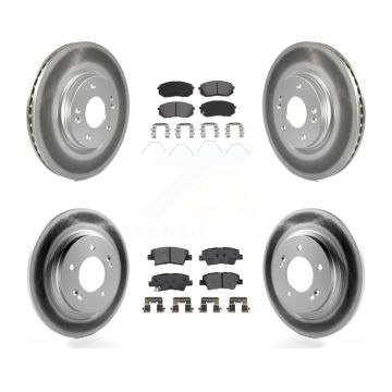 Front Rear Coated Disc Brake Rotors And Semi-Metallic Pads Kit For Hyundai Elantra GT KGS-102463