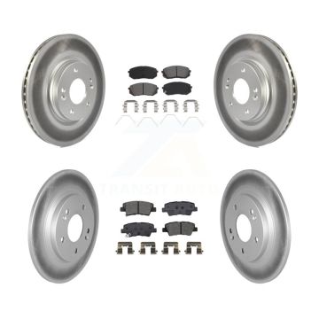 Front Rear Coated Disc Brake Rotor & Semi-Metallic Pad Kit For 2022-2023 Hyundai Kona AWD KGS-102468