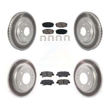 Front Rear Coated Disc Brake Rotors And Semi-Metallic Pads Kit For 2020 Kia Forte 1.6L KGS-102470
