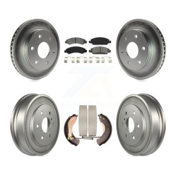 Front Rear Coated Disc Brake Rotors Semi-Metallic Pads And Drum Kit For GMC Sierra 1500 KGS-102477