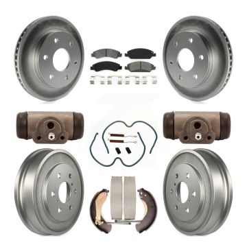 Front Rear Coated Disc Brake Rotor Semi-Metallic Pad & Drum Kit (9Pc) For GMC Sierra 1500 KGS-102478