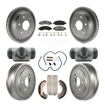 Front Rear Coated Disc Brake Rotor Semi-Metallic Pad & Drum Kit (9Pc) For GMC Sierra 1500 KGS-102479
