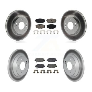 Front Rear Coated Brake Rotor & Semi-Metallic Pad Kit For 2022 Hyundai Kona FWD with 1.6L KGS-102489