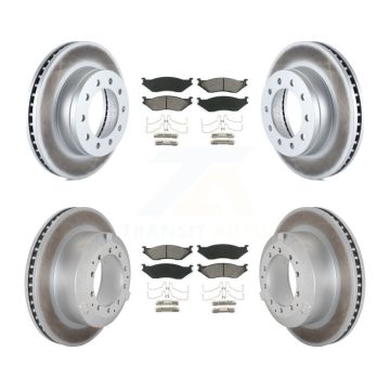 Front Rear Coated Brake Rotor Semi-Metallic Pad Kit For Ford F-450 Super Duty F-550 CF500 KGS-102493