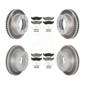 Front Rear Coated Disc Brake Rotors And Semi-Metallic Pads Kit For Ford F-450 Super Duty KGS-102495