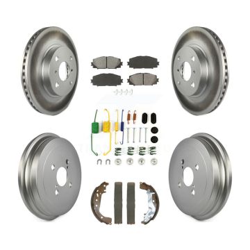 Front Rear Coated Disc Brake Rotors Semi-Metallic Pad And Drum Kit (7Pc) For Toyota Yaris KGS-102501