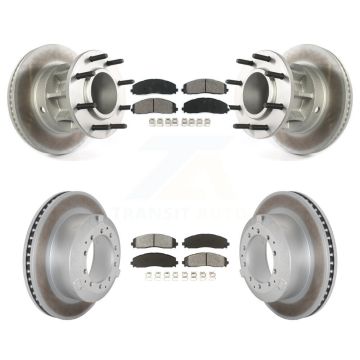 Front Rear Coated Disc Brake Rotors And Semi-Metallic Pads Kit For Ford F-350 Super Duty KGS-102505