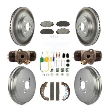 Front Rear Coated Disc Brake Rotors Semi-Metallic Pad And Drum Kit (9Pc) For Toyota Yaris KGS-102506