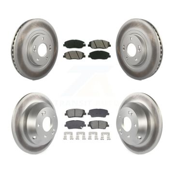 Front Rear Coat Brake Rotors Semi-Metallic Pad Kit For 2013-2016 Hyundai Santa Fe XL 3.3L KGS-102510