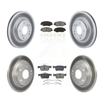 Front Rear Coated Disc Brake Rotors And Semi-Metallic Pads Kit For Honda Civic KGS-102535