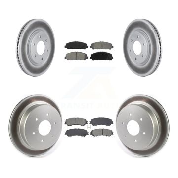 Front Rear Coated Disc Brake Rotors And Semi-Metallic Pads Kit For 2017-2023 Nissan TITAN KGS-102544