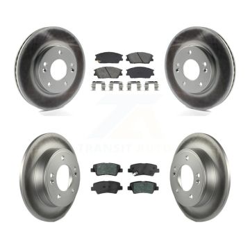Front Rear Coated Disc Brake Rotors And Semi-Metallic Pads Kit For Hyundai Venue Kia Soul KGS-102551