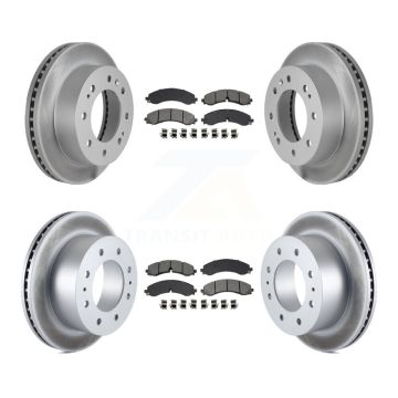Front Rear Coated Brake Rotor Semi-Metallic Pad Kit For GMC Chevrolet Sierra 2500 HD 3500 KGS-102552