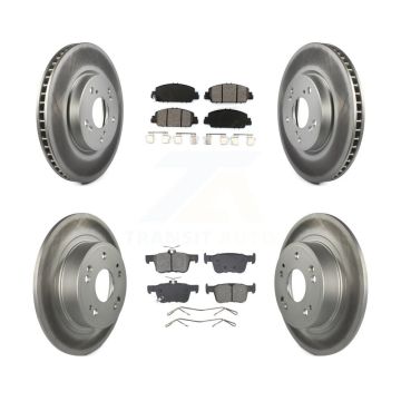 Front Rear Coated Disc Brake Rotors And Semi-Metallic Pads Kit For Honda Accord KGS-102561