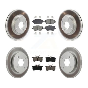 Front Rear Coated Disc Brake Rotor And Semi-Metallic Pad Kit For 2014-2019 Ford Fiesta ST KGS-102576